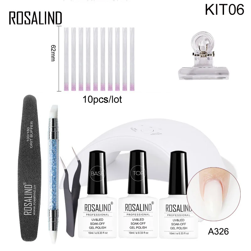 KIT06 Розалинд волокна Стекло 10/20 штук гель для наращивания ногтей Набор лаков для ногтей расширение поли гель защемления зажимы база лаки для ногтей все для маникюра - Цвет: KIT06