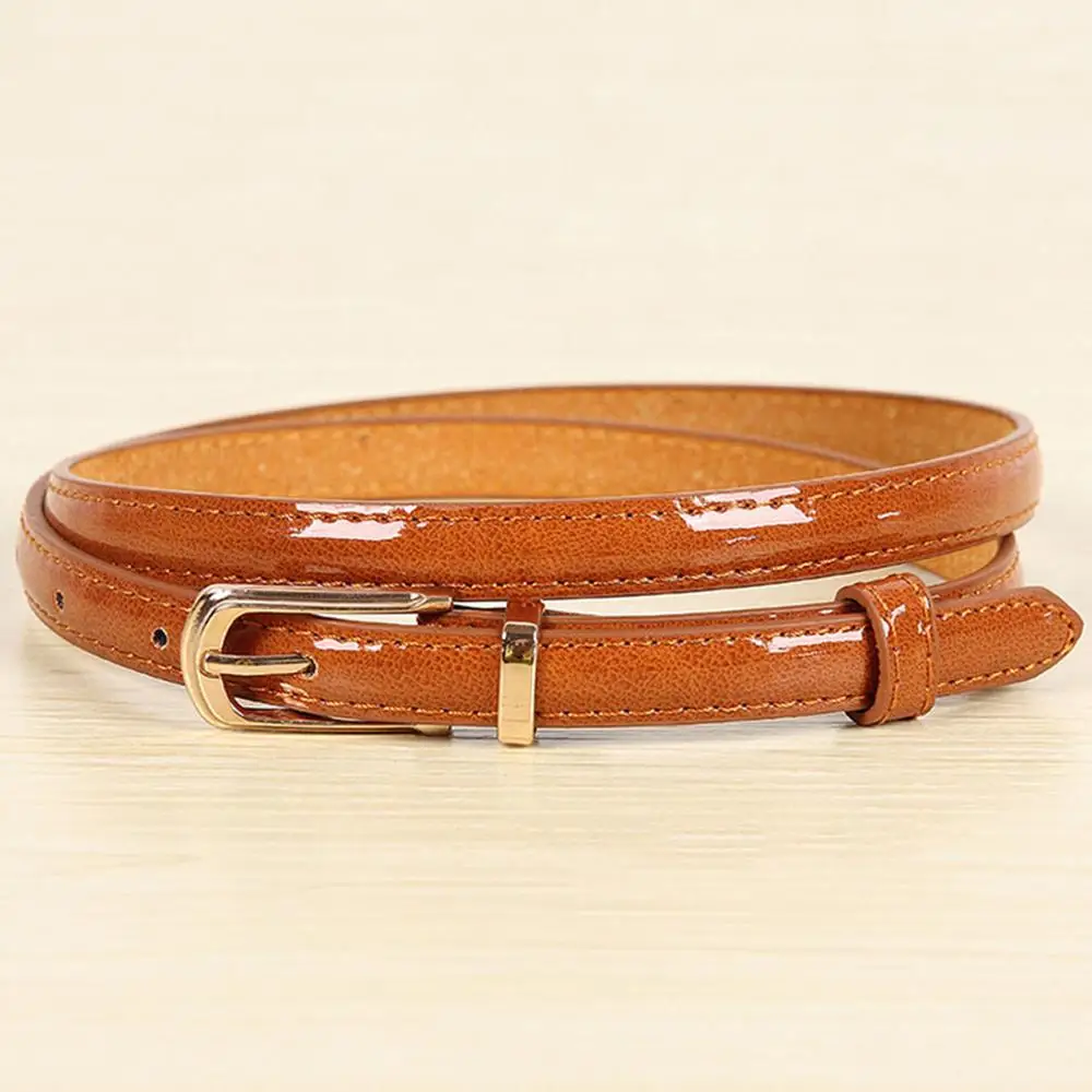 Light Brown AKTRIS, женский тонкий ремень ярких цветов, гладкий, натуральная кожа, ПУ кожа, ремни, простой стиль, металлическая пряжка из сплава, длина 100 см, FCO105 - Цвет: Light Brown
