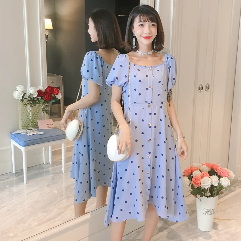 2019 Новое поступление летнее платье для беременных женские милый узор в горошек