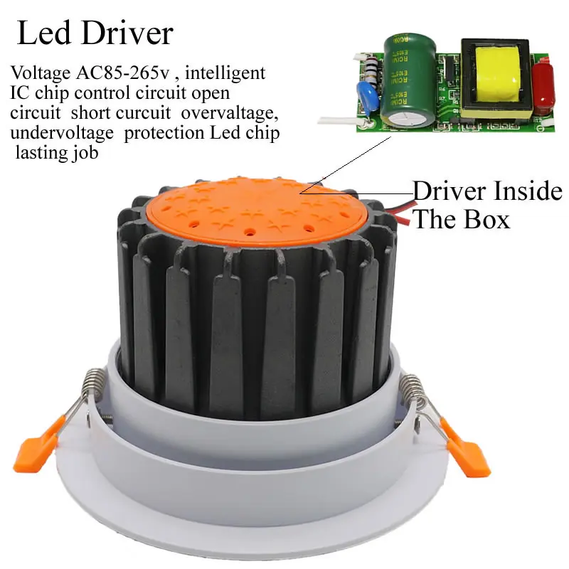 Dimmable Led Recessed Ceiling Spotlight 20w 25w 30w 40w CREE Cob Chip CRI85 AC110-240V indoor Down lights Lamp Bulb | Лампы и