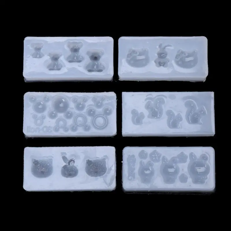 6 шт 3D силиконовые украшения для дизайна ногтей в виде животных, кабошон из смолы, ювелирный кулон, набор форм, сделай сам, прозрачные формы для эпоксидной смолы для ювелирных изделий