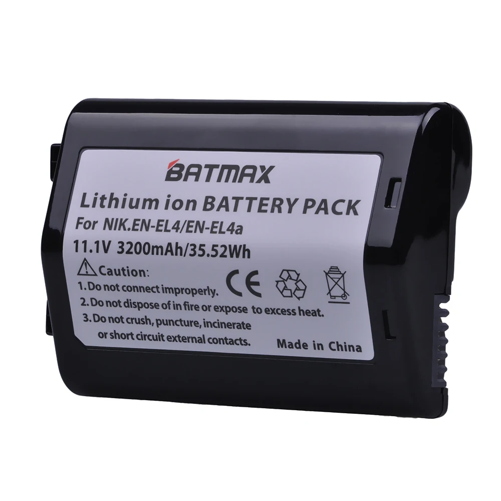 Batmax 1Pc 3200mAh EN-EL4 EN EL4 EN-EL4a Camera Bateria Akku for Nikon D2H D2Hs D2X D2Xs D3 D3S F6 MH-21 Cameras