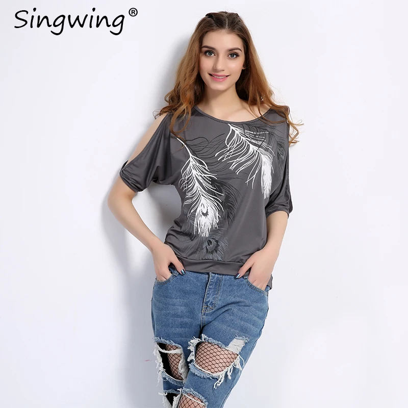 Женская футболка с коротким рукавом круглым вырезом и открытыми плечами|t-shirts summer
