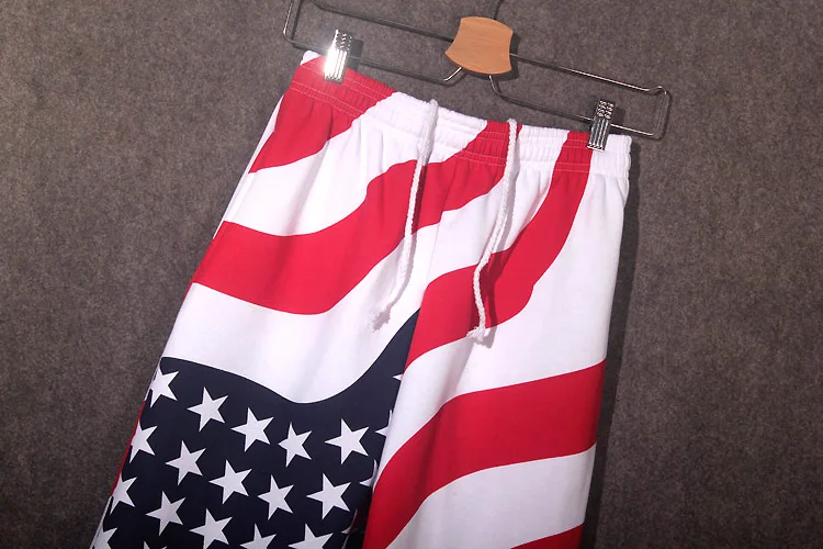 Флис oversize комплекты Толстовка Пот Штаны 3XL американский флаг Print Joggers