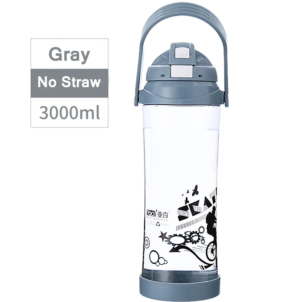 3000ml no straw 2500 мл/3000 мл 80 унций/96 унций Экологичная пластиковая бутылка для воды для взрослых ручная ручка космическая Спортивная альпинистская походная соломенная бутылка для воды - Цвет: 3000ml no straw