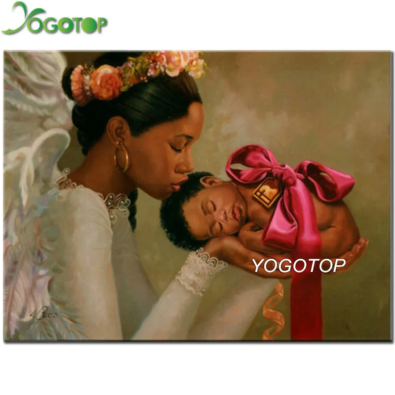 Алмазная живопись сделай сам Африканская женщина материнская любовь