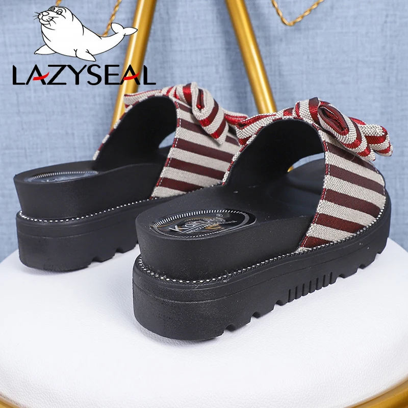 LazySeal/шлепанцы на толстой танкетке Женская обувь для девочек Летние домашние
