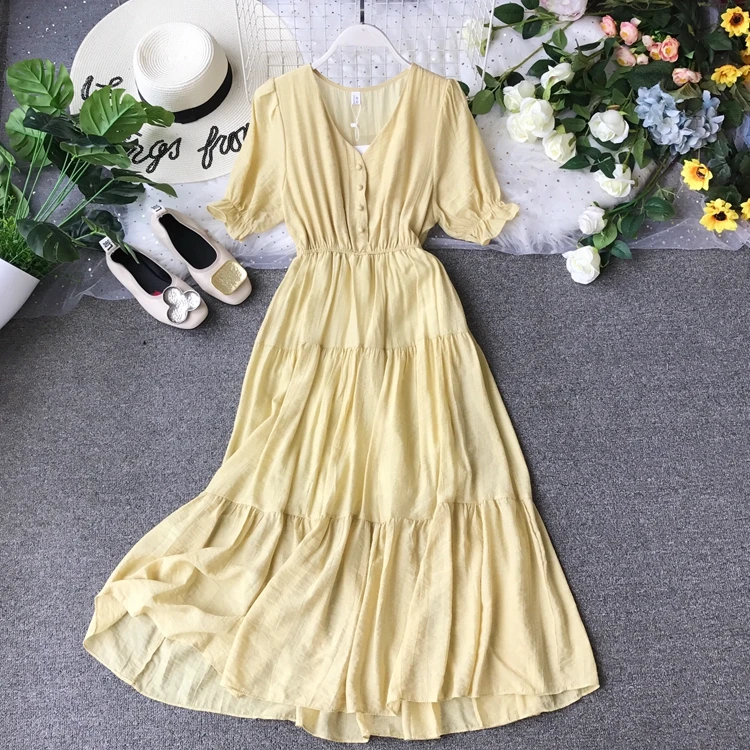 2019 новые модные женские платья тонкое платье с высокой талией и длинным v