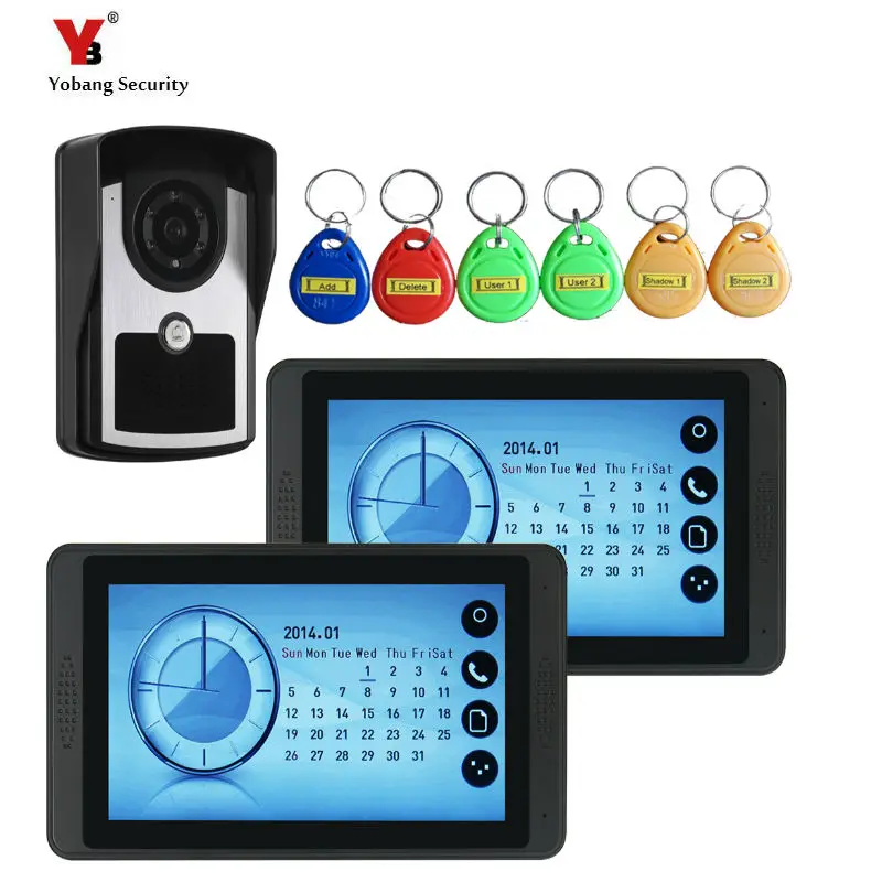 7 ''TFT цвет RFID видеодомофон домофон дверной звонок Система доступа для дома с 2