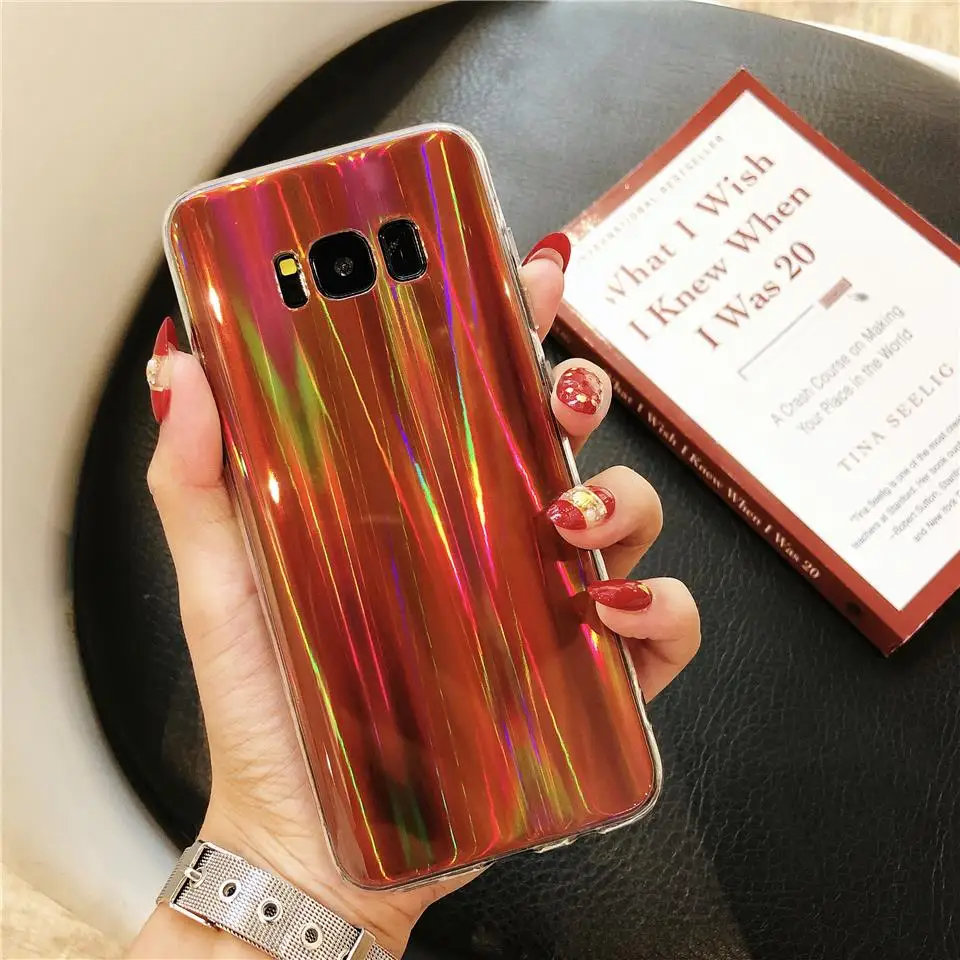 Aurora laser Phone Cases For Samsung Galaxy S8 S9 S10 Plus S10E XiaoMi 9 8 SE A2 A1 RedMi 6 Pro 6A S2 Note 7 Cover Soft TPU Case |