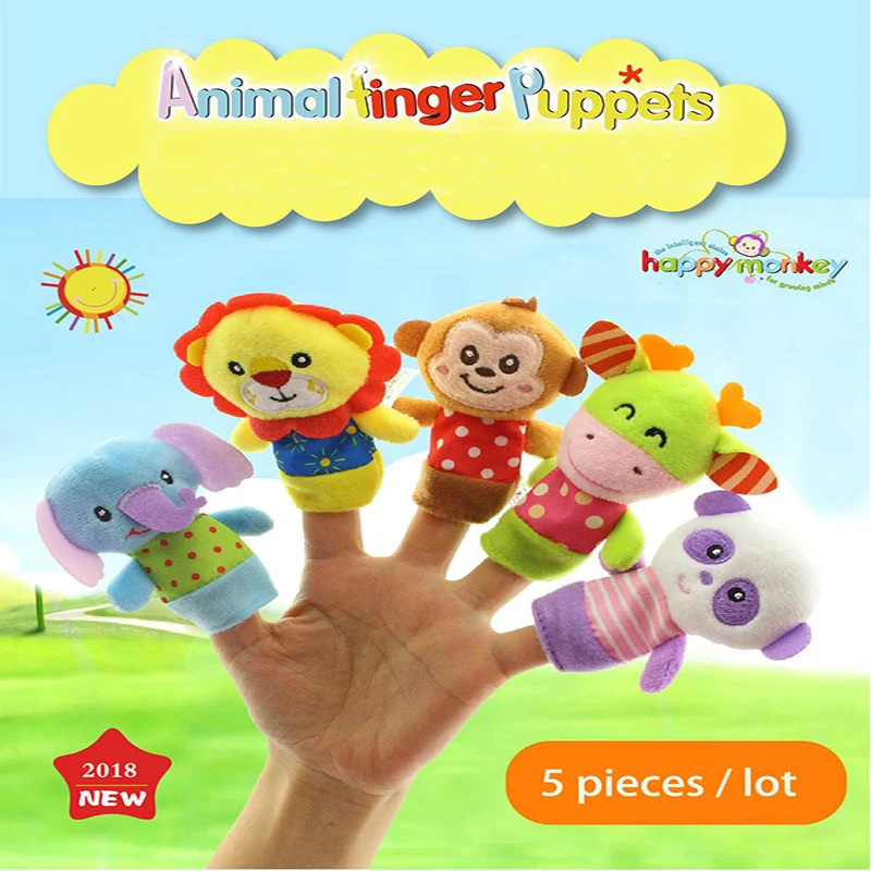 5 шт./компл. Мультяшные животные пальчиковые куклы детские плюшевые игрушки для
