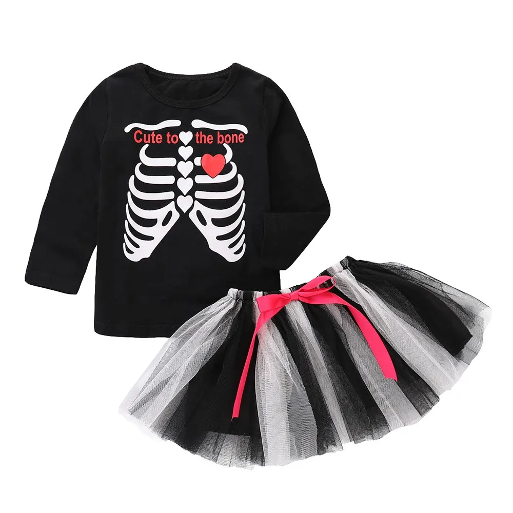 Одежда для маленьких девочек топы с длинными рукавами аппликацией в виде черепа