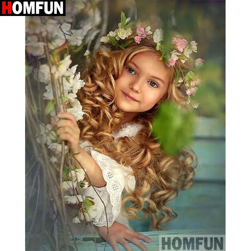 

HOMFUN Full Square/Round Drill 5D DIY Diamond Painting "Flower girl" Embroidery Cross Stitch 5D Home Decor Gift A13907