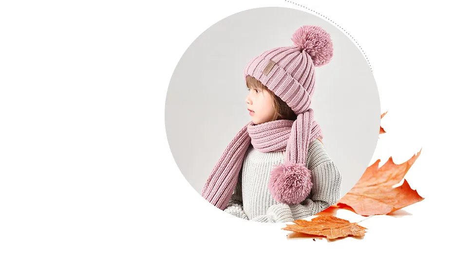 FURTALK Kids Winter Warm Chunky Thick Knit Beanie Hats and Scarves Real Fur Pompom Hat Scarf Set for Child Ages 2-10