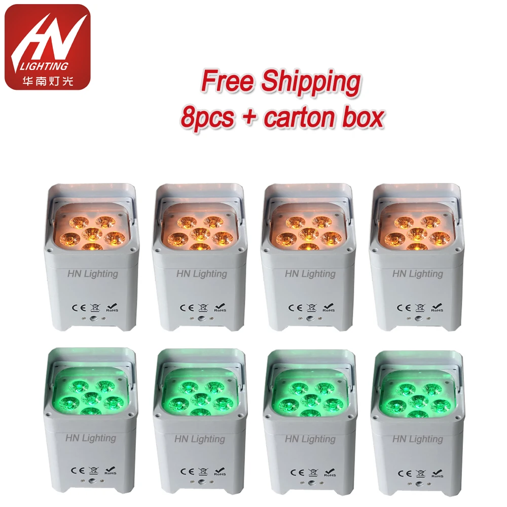8pcs smart dj par battery dmx wireless wifi uplighting 6 led*6in1 18w RGBWAUV wedding uplighting|Эффект освещения сцены| |