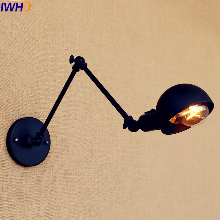IWHD черный поворотный настенный светильник с длинным кронштейном светильники для