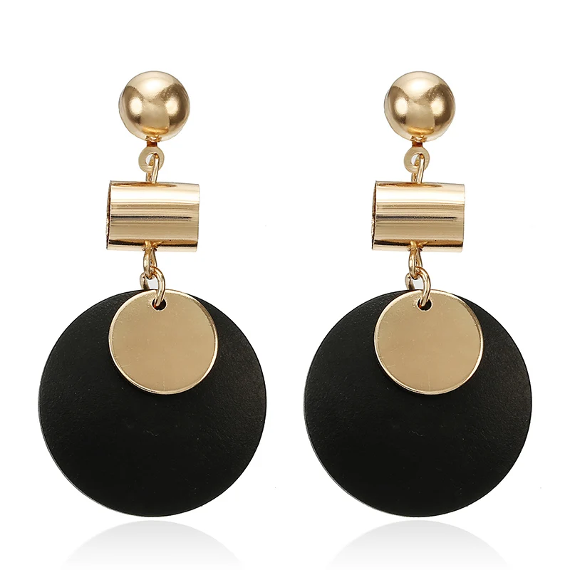 Модные украшения в Корейском стиле деревянные серьги черные зеленые круглые