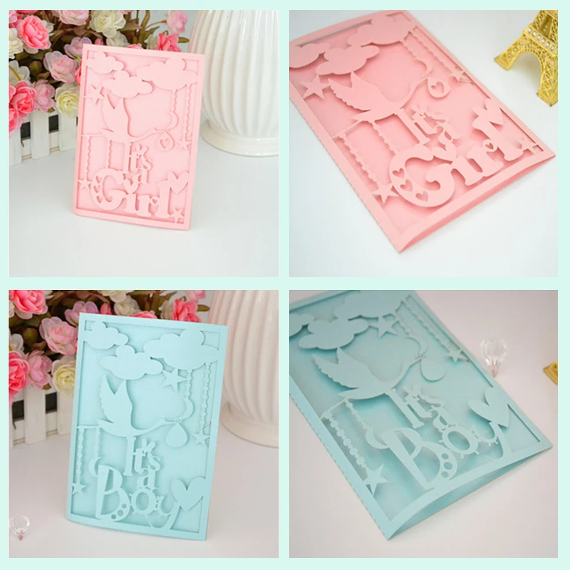 It's a girl baby shower supplies laser cut wedding invitation card | Дом и сад