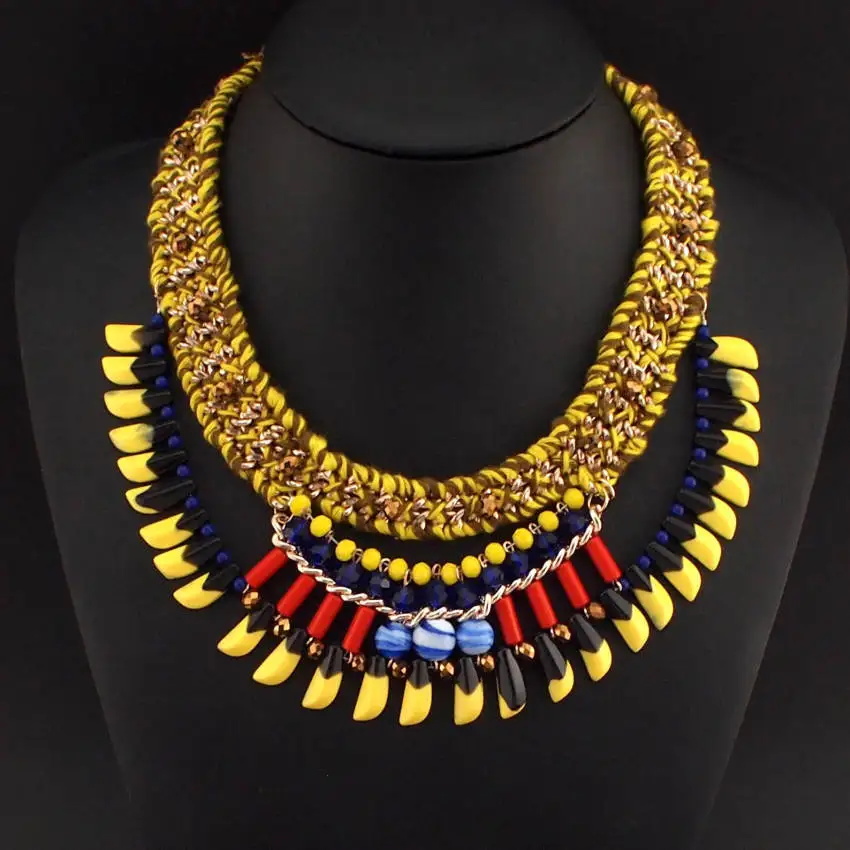 Богемный винтажный дизайн модные разноцветные бусины из смолы шерстяная