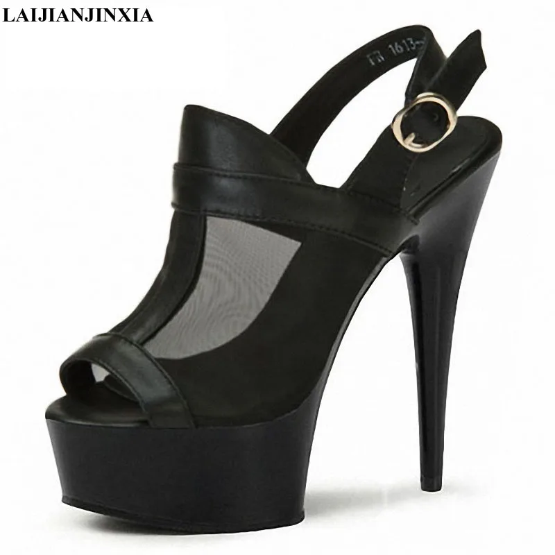 

LAIJIANJINXIA новые модные женские классические туфли 6 дюймов черные высокие каблуки сексуальные элегантные сандалии на шпильке с открытым носк...