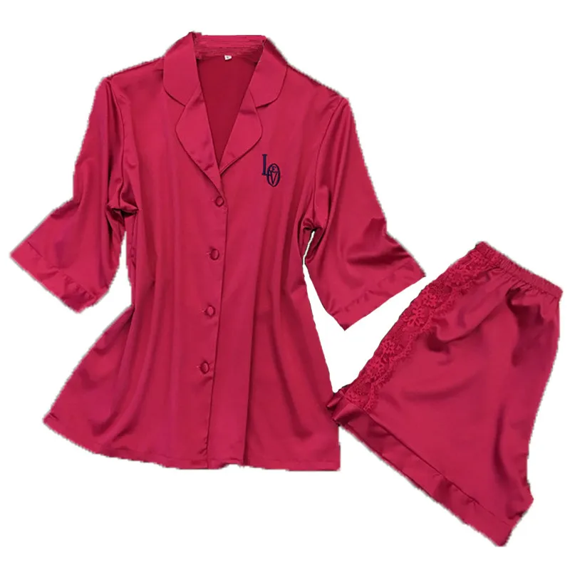 Лидер продаж Модный женский пижамный комплект кружевная атласная Домашняя