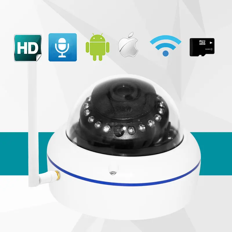 Антивандальная ip-камера Wi-Fi со слотом для sd-карты Макс 128 ГБ ONVIF P2P Обнаружение движения оповещение купольная камера безопасности IP WiFi 1080P