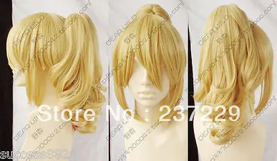 Wholesale price SHIPPING ^^^^Hot sell Popular New Fashion long Blonde Cosplay Wig With Ponytail |