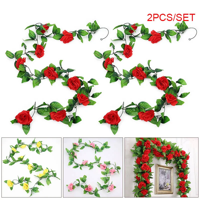2 шт. искусственная Роза гирлянда искусственный цветок лоза для свадьбы