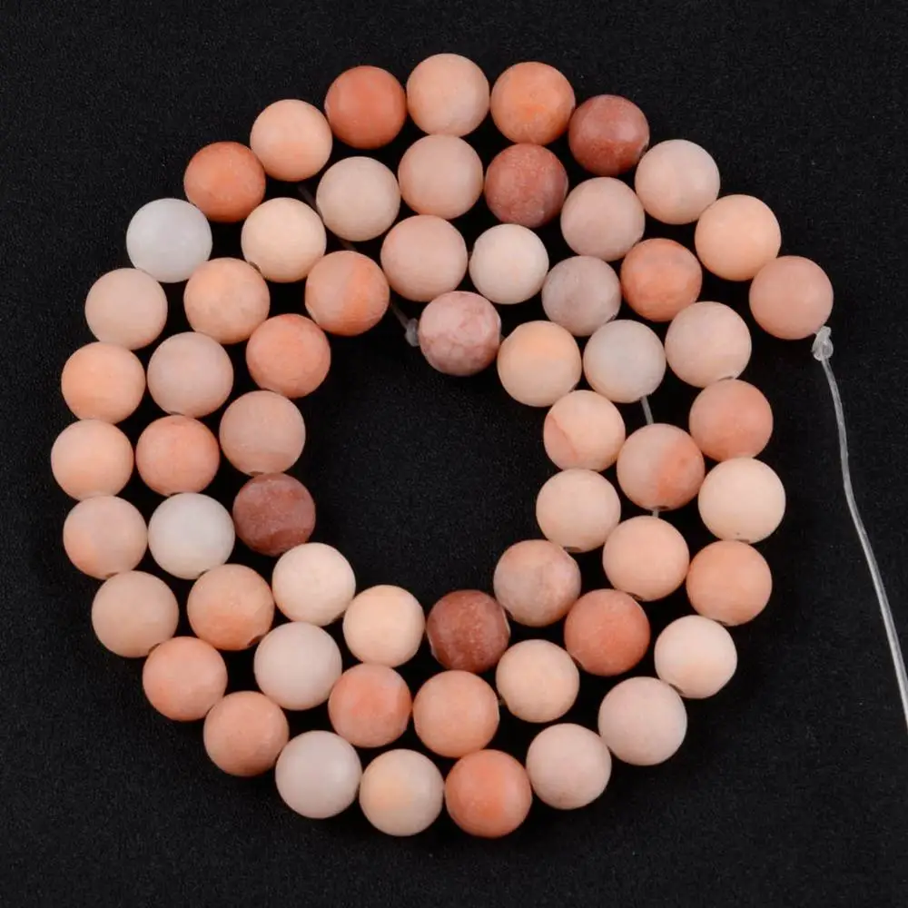 Matt Pink Aventurine Бусины из натурального камня Круглые микс тусклые полированные Агаты бусины из яшмы свободные бусины для изготовления ювелирных изделий 4-10 мм Diy браслет 15" - Цвет: Matt Pink Aventurine