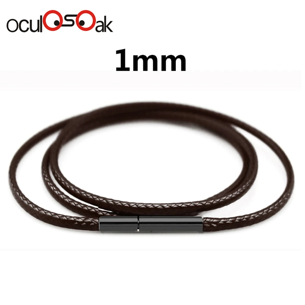 Brown 1mm Высокое качество, 1,5 мм, 2 мм, 3 мм, шнур для ожерелья, кожаный шнур, восковая веревка, цепь с застежкой из нержавеющей стали, для самостоятельного изготовления ожерелья, ювелирных изделий - Цвет: Brown 1mm