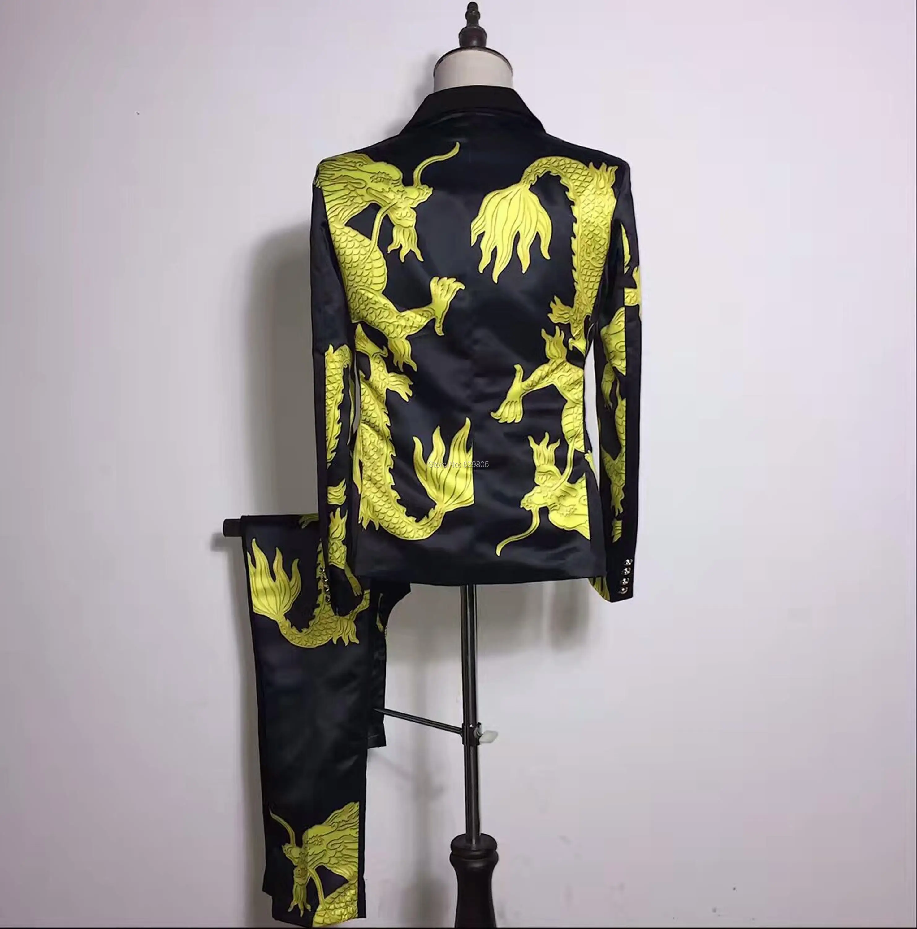 Женский костюм с принтом желтого дракона в Корейском стиле облегающий Блейзер и