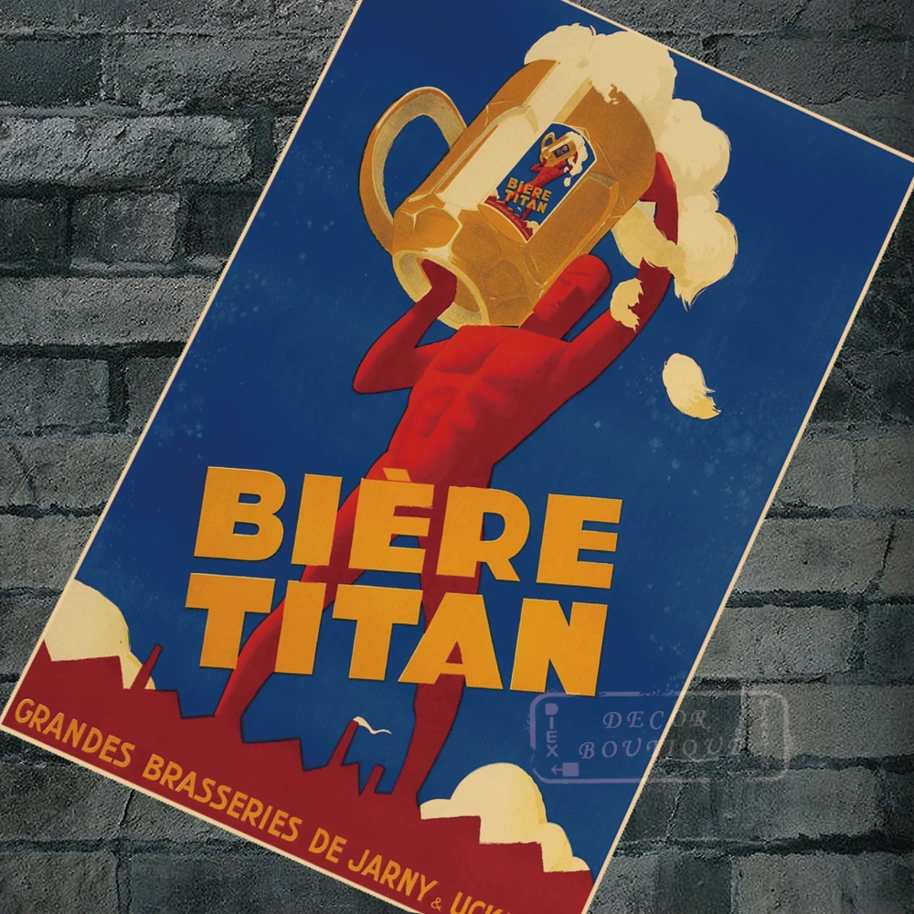 Ретро рекламные плакаты Biere Titan реклама пива классические настенные наклейки