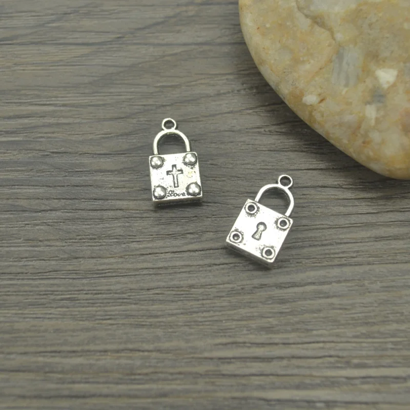 Подвески металлические с крестиком винтажные тибетские серебряные 20 х11 мм 10 шт.