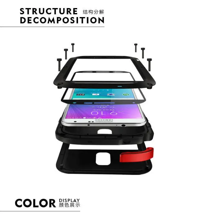 Водонепроницаемый чехол для Samsung Galaxy Note 4 N9100 N910F чехол противоударный основа dropproof металлический Алюминий крышка