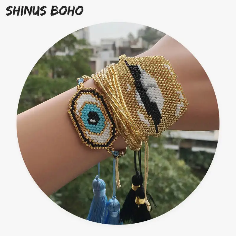 Браслет SHINUSBOHO с золотым глазом мужской браслет miyuki браслеты для губ Miyuki женские
