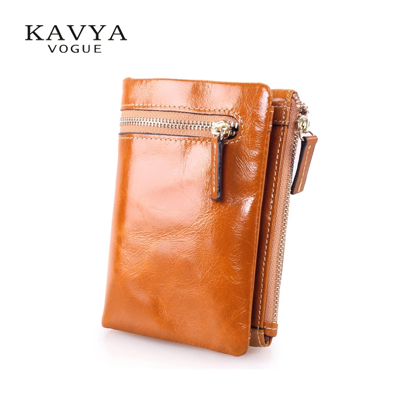 Винтажный кошелек KAVYA из натуральной воловьей кожи женский короткий на молнии