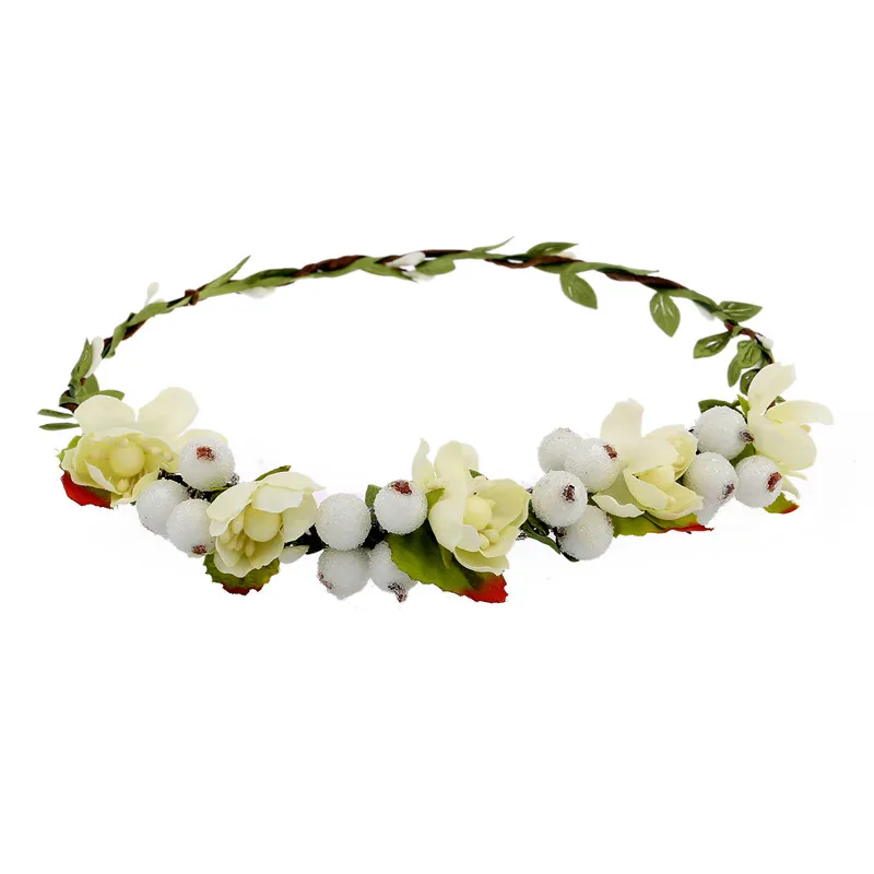 Milk White Haimeikang резинки для волос для женщин и девочек, модные ободки для волос с цветами, Пляжная корона, венок, повязка на голову, аксессуары для волос, 12 цветов, головные уборы - Цвет: Milk White