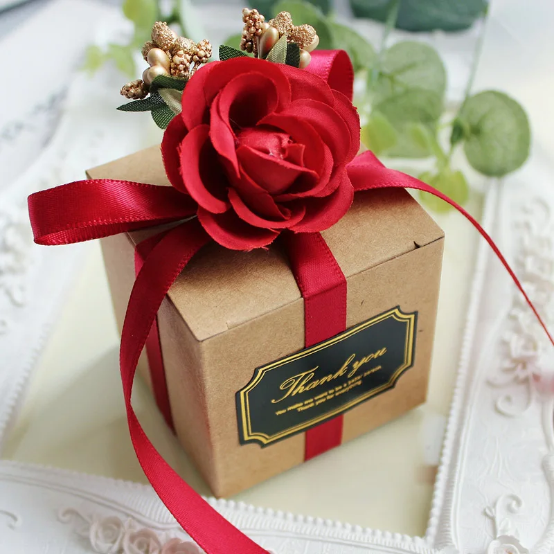 Red Paper box 50 шт. красное мыло в подарочной коробке пластиковый крафт-бумажный пакет шоколадные конфеты благоприятное окно коробки для упаковки вечерние поставки - Цвет: Red Paper box