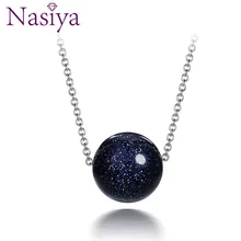 Nasiya 925 пробы серебряный кулон ожерелье для женщин модные украшения Голубой песок камень авантюрин обручение юбилей подарки