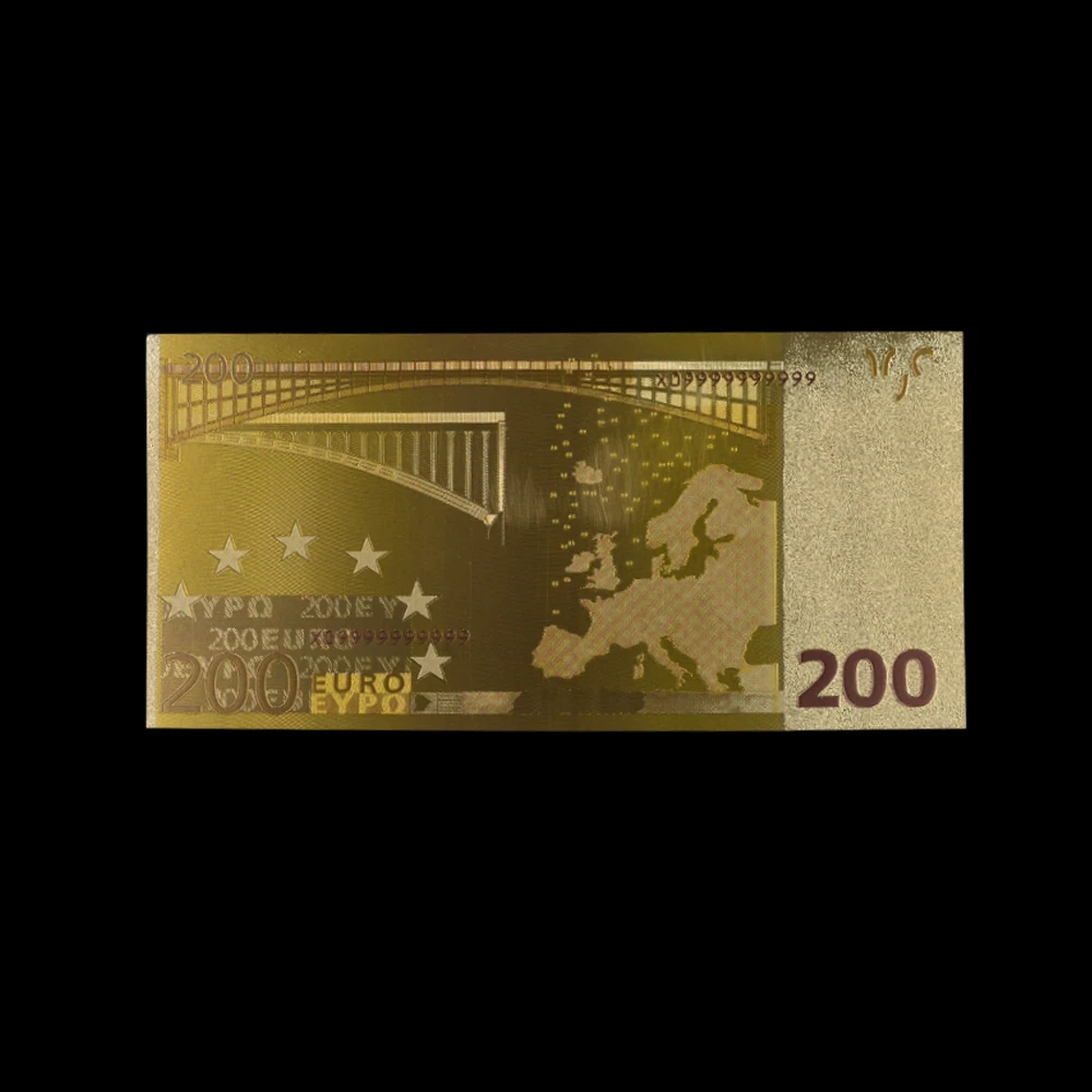 10 шт./лот Цветной евро 200 банкнот в центре сообщений течение 24K Gold изысканная