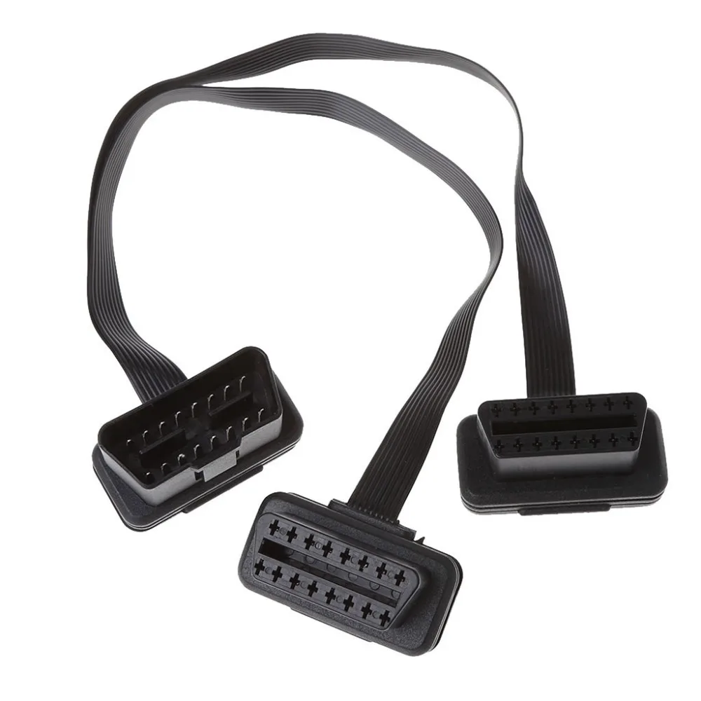 1 шт. плоский тонкий Y образный кабель с 16 контактным разъемом OBD2|Кабели и