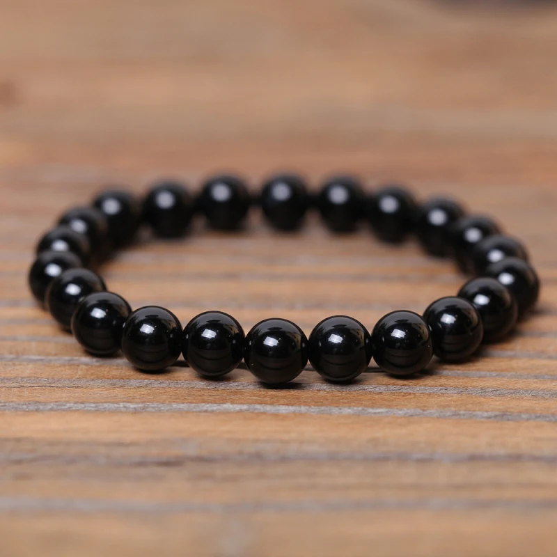 2018 New promotion 8 mm Black Onyx beads natural stone beaded bracelets Wild Male and Female Original Couple | Украшения и