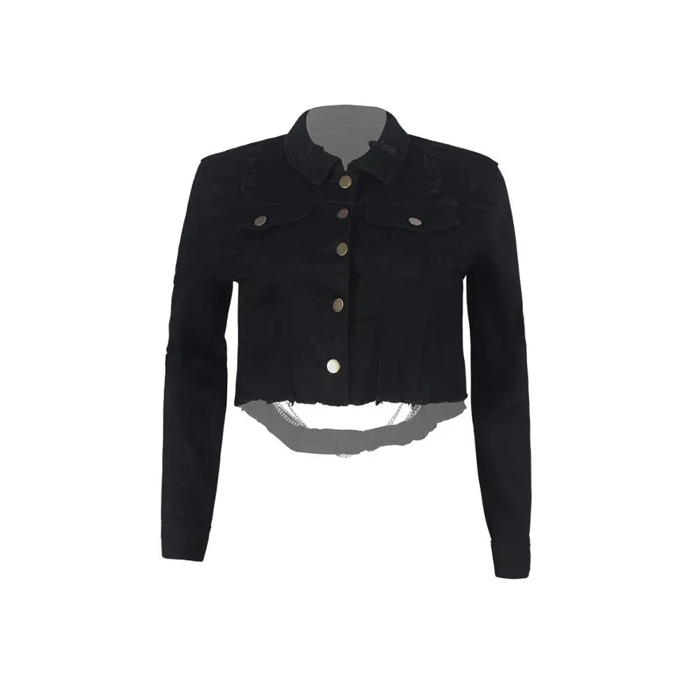 black top Wjustforu сексуальный клубный Джинсовый комплект из двух предметов, женские джинсовые топы с открытой спиной+ джинсовые шорты женская, с перфорацией, модный спортивный костюм с дырками - Цвет: black top