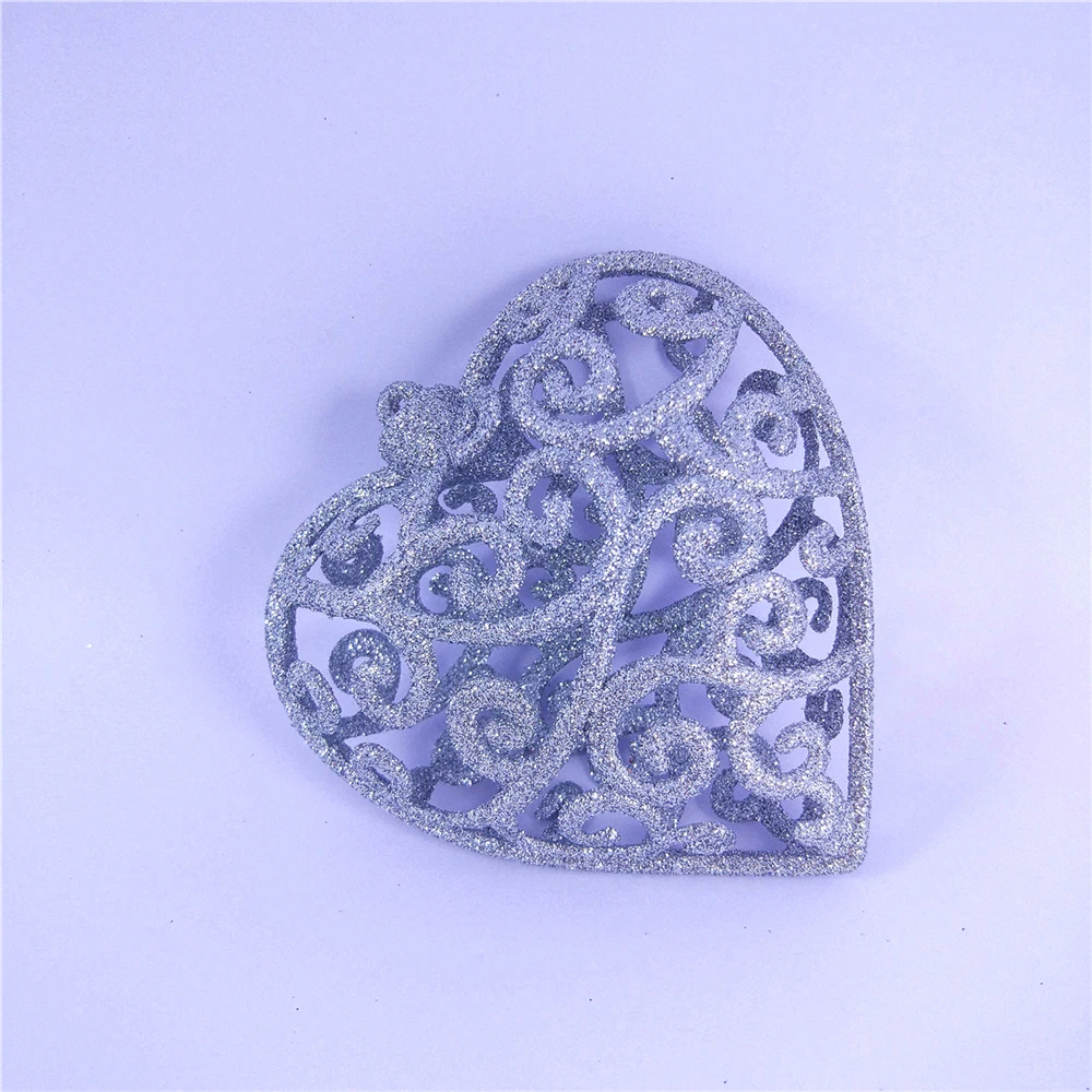 

5pcs 3D Glitter Love Heart Pendant Christmas Tree Ornaments Hollow Heart Glitter Shinning Window Decoration Party Gift New