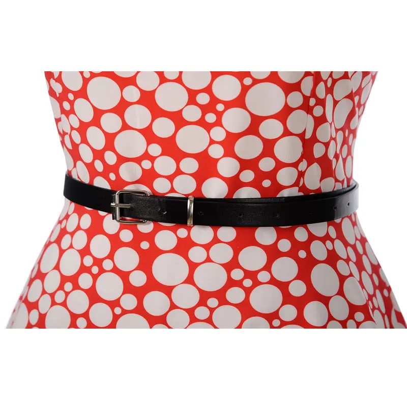 Летние женственные красные точки Винтаж О шеи женщин Chic Великолепная бальное