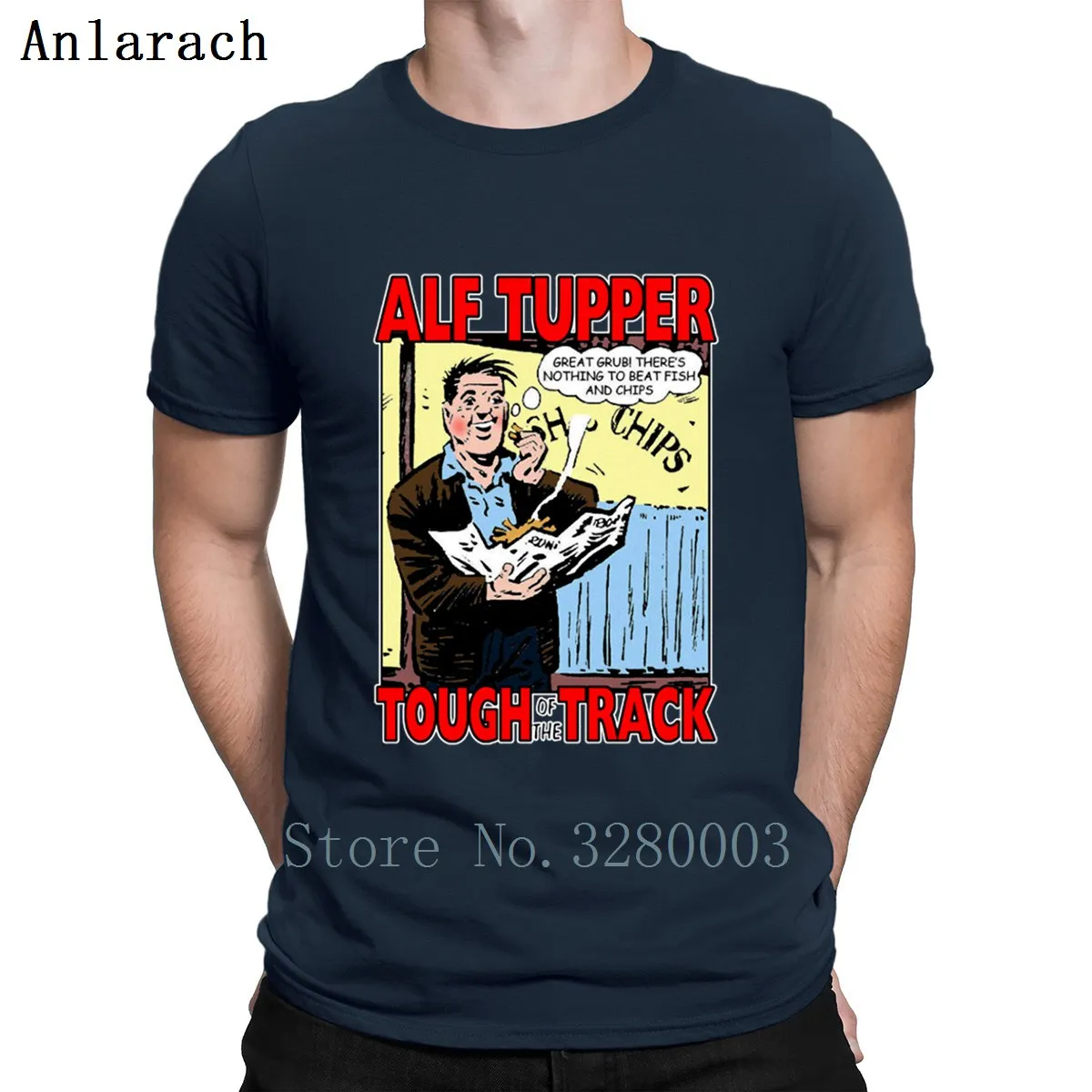 Alf Tupper Tougher Of The Track Comic Fish Chips Футболка против морщин Летний стиль Обычная S-3xl