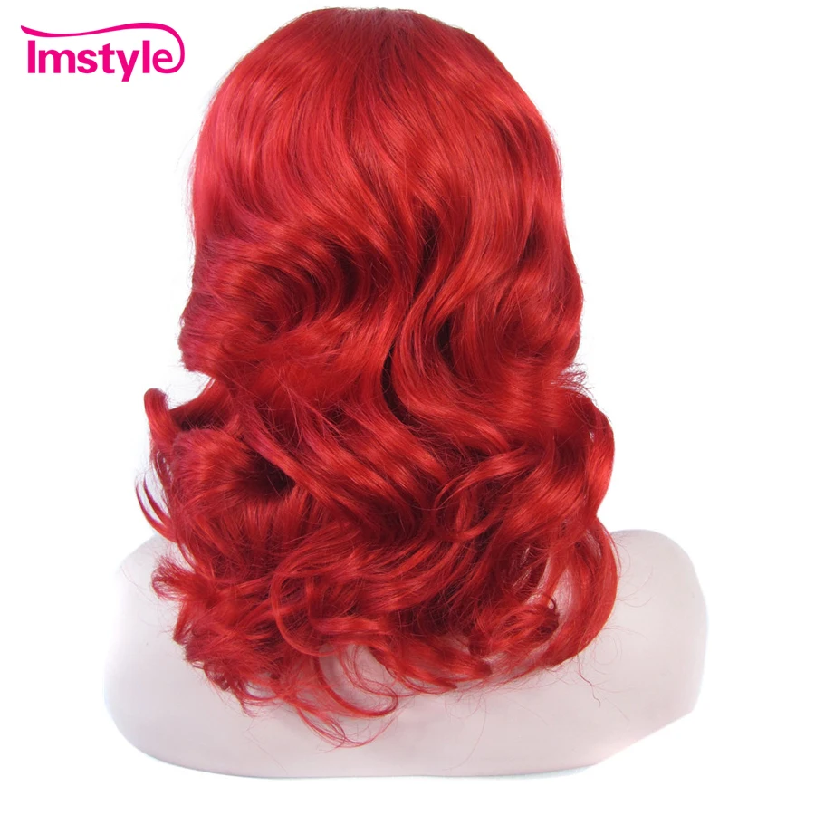 Женские парики Imstyle на сетке спереди короткие красные термостойкие
