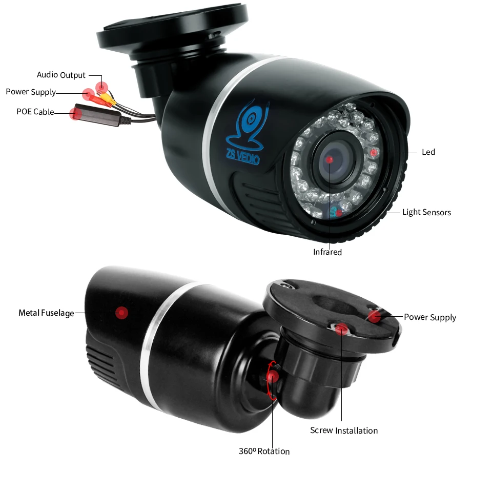 ZSVEDIO камеры наблюдения IP камера OnVif ip 720 POE внешняя Проводная P ночное видение HD