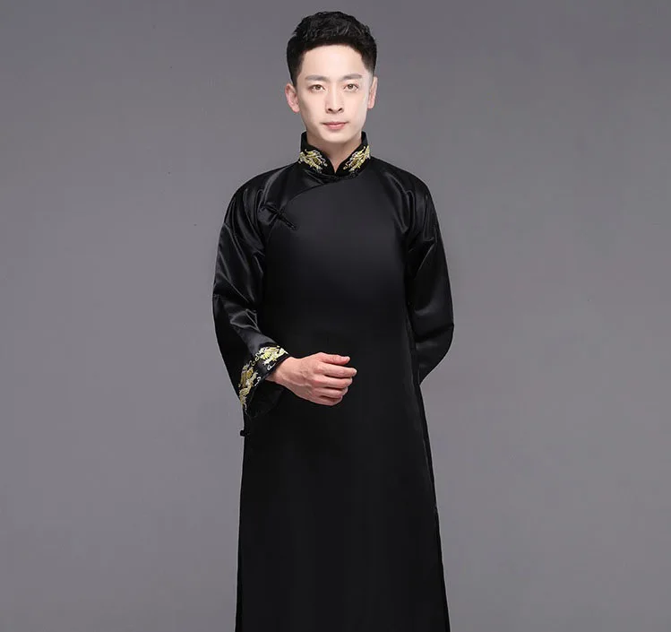 Дизайн традиционная китайская одежда для мужчин Cheongsam вышитое платье мужской костюм Hanfu Tang костюм Республика китайский халат платье