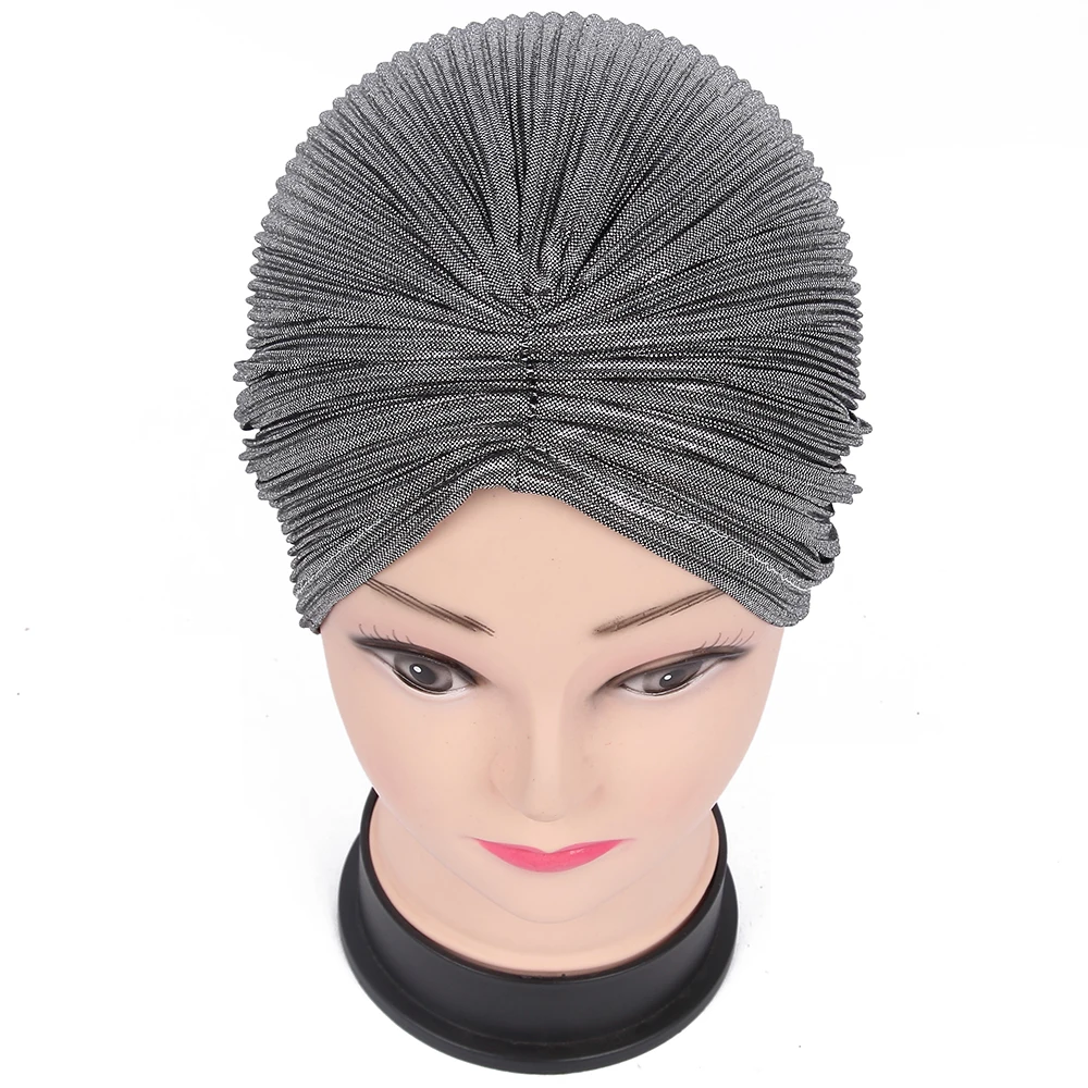 2018 Новая модная черная серебряная Золотая блестящая шляпа тюрбан для женщин и